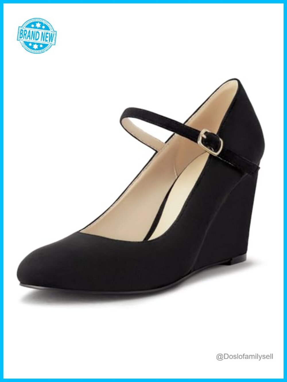 Womens Wedge Pumps with Ankle Strap Closed Toe Mary Jane Dressy Heels